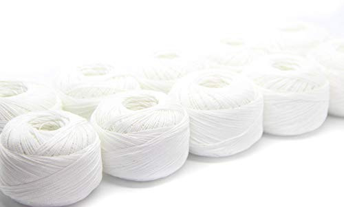 - STRICKDIRWAS - Häkelgarn aus 100% Baumwolle Baumwollgarn Baumwollfaden zum Sticken, Häkeln, Schmuck, Basteln… (weiß-10er)