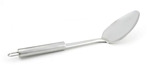 apollo THE HOUSEWARES BRAND Solid Stainless Steel Serving Spoon, for Plating, Serving Soups and Stews, with Eyelet for Easy Hanging on Hook, Kitchen Cooking Utensil, Silver,31x7x5cm