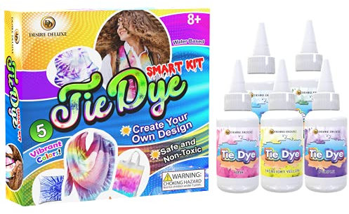 Desire Deluxe Batik-Kit, Set mit 5 Farben Tinte zum Färben von Stoff, Kleidung, kreatives Handarbeits-Batik-Set, Spiele-Aktivität für Erwachsene und Kinder