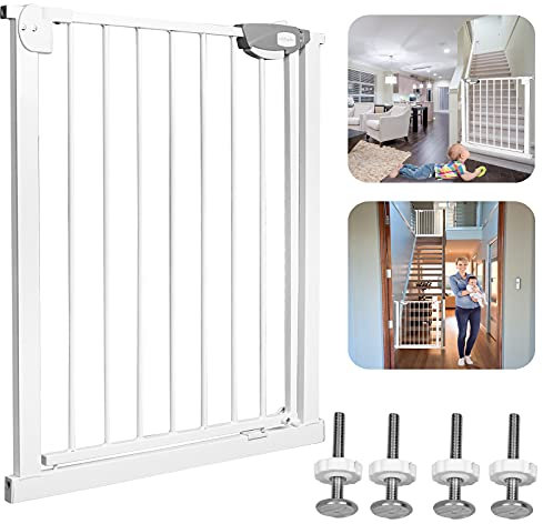 YRHome Türschutzgitter ohne Bohren Treppengitter Treppenschutzgitter für Kinder Türgitter Auto-Close 180° Zweiwegeöffnung Baby Schutzgitter für Baby Kinder, 75-85 cm breit Weiß