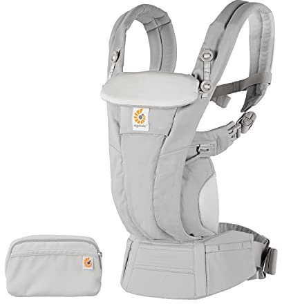 Ergobaby Omni Dream Babytrage für Neugeborene ab Geburt bis 20,4kg, 4 Positionen SoftTouch Cotton Ergonomische Babybauchtrage Rückentrage Baby-Tragetasche (Pearl Grey)
