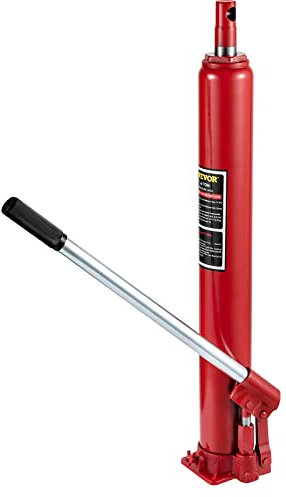 VEVOR Cric idraulico a pistone lungo, capacità 4 tonnellate, con pompa a pistone singolo e base piatta, raccoglitrice manuale di ciliegie con maniglia paranco di sollevamento motore