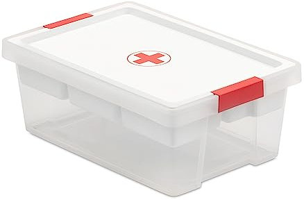 Tatay Caja Botiquín 7L | Caja Almacenaje Plastico con Bandeja de 5 Compartimentos | Tapa con Bisagra Incluida | Asas Ergonómicas | Plástico Reciclado Libre BPA | 25x36x13,5 cm, Blanco