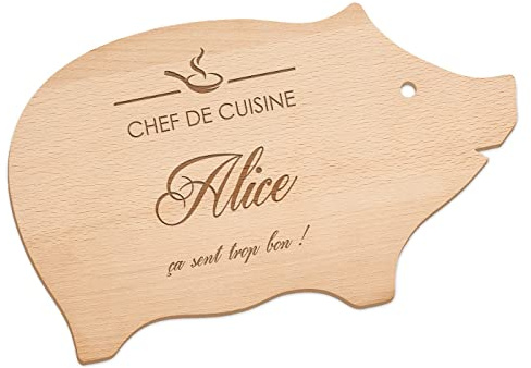 Maverton Planche à découper personnalisée, Plateau en bois, forme de cochon | Planche avec gravure pour elle, pour anniversaire, Accessoires cuisine pour femmes, Pour chef, porcinet