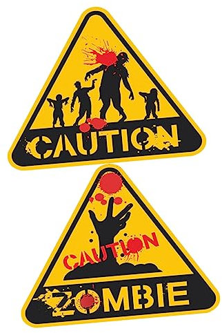 CIYODO 2er Satz Leuchtende Halloween-warnschilder Zombie-wandaufkleber Gruselige Partydeko Selbstklebend Für Haus Und Garten