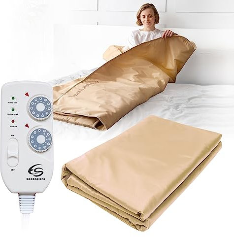 Infrared SPA Thermal Blanket 180x220 cm, 2 Heat Zones with Remote Control, Portable Home Sauna, Infrared Therapy, Body Detox, Fitness, Sweating, Anti-Aging, Beauty Machine, Personal Sauna Bag