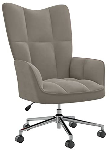 Homgoday Sillón de relax, sillón de televisión, sillón de descanso, sillón de TV, sillón de lectura, sillón de relax, sofá individual, sillón reclinable para salón, dormitorio, gris claro, terciopelo