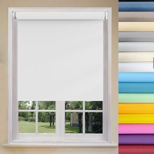 Verdunklungsrollo Fensterrollo 70 x 180 cm Blickdicht Sichtschutz Sonnenschutz Fensterdecor Sichtschutz-Rollo Inkl Montage-Teile, für Büro, Badezimmer, Weiß