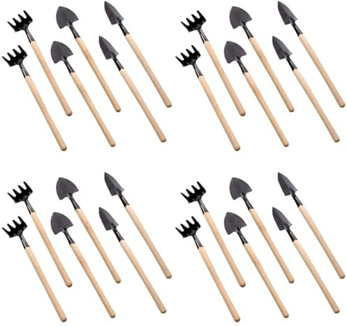 GANAZONO 8 Sets Mini Gardening Tools Portable Garden Hand Tools Set Miniature Gardening Rake Trowel and Shovel for Bonsai Succulents Herbs Planting