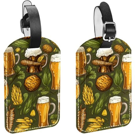 Gepäckanhänger,Gepäckanhänger für Koffer,Gepäckanhänger für Gepäck,2-Pc,Bier-Essen-Cartoon-Tisch