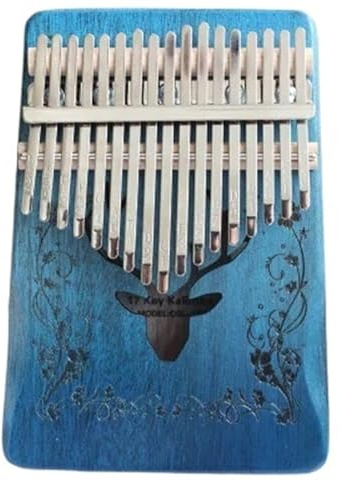 17 Keys Kalimba Thumb Piano Mahogany Body Musical Instrument Daumenklavier(Blue,C)