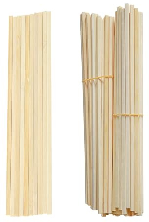 100 Stück Zuckerwatte Stäbe Vierkant 40cm x 4mm Zuckerwattestäbe Eckig Stäbchen Bambusstäbe für Zuckerwattemaschine Natürliches Bambus Holz für Holzarbeiten, Kunstprojekte & DIY