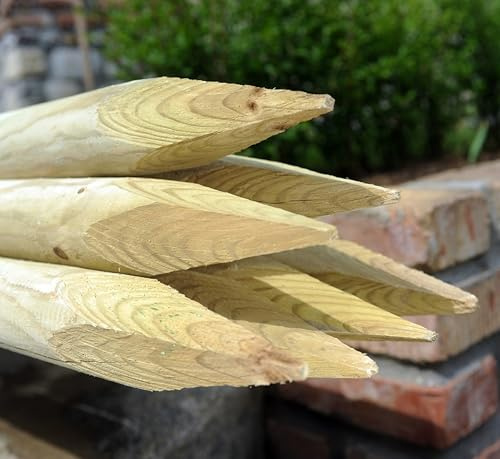 F&G Supplies Wooden Round Fence Posts 1.8m x 75mm Pressure Treated Stakes Pack of 5