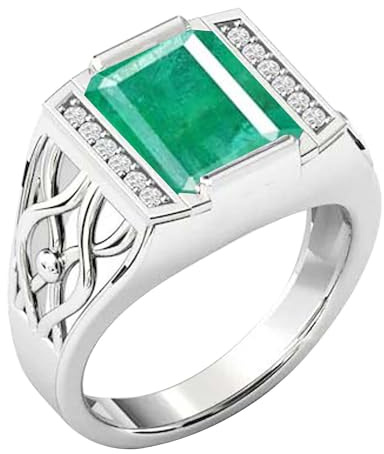 GEMS VIBES Vintage Smaragd Verlobungsring für Herren Siegelring