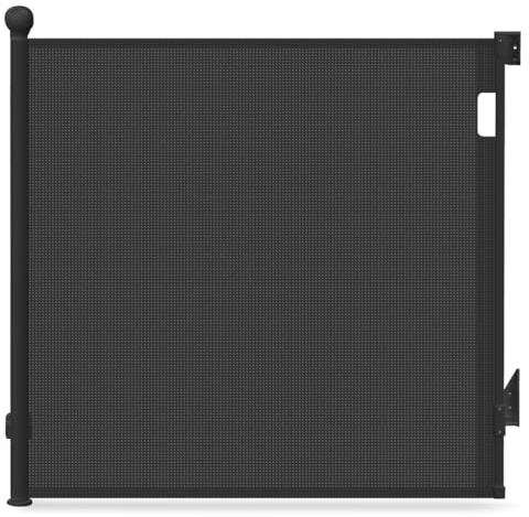 VOUNOT® Barrière de Sécurité Rétractable 0-180cm pour Enfant et Chiens Filet de Protection Extensible Opération à Une Main pour Extérieur Intérieur Porte Escaliers et Couloirs Noir