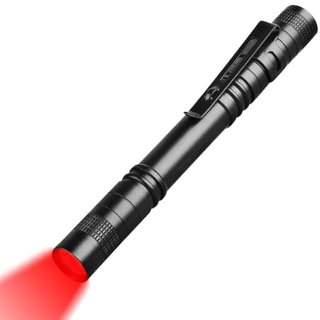 HYVCZP Paquete de linternas rojas de bolsillo, mini luz con clip, 2 pilas AAA, bolígrafo para camping, corte de energía, emergencia, senderismo al aire libre y más