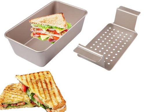 Teglia per pagnotta di carne, 22,9 x 12,7 cm, antiaderente, con vassoio di scarico, teglia per il pane in lavastoviglie, utensili per torte di alimentare per cuocere pane tostapane, pasticceria