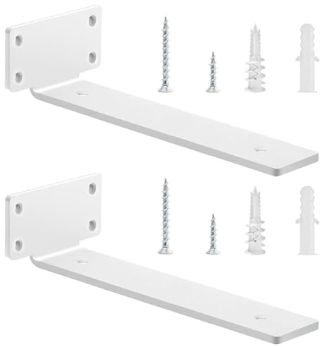 2 Stücke Regalhalterung Regalträger 30 cm, Schwerlast Regalwinkel für die Wandmontage, Schwimmende Wandregal Halterung (5mm dick) | Weiß