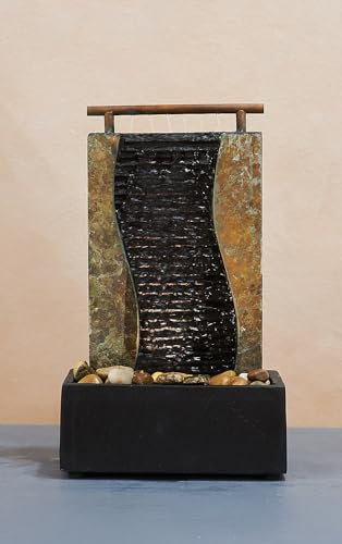 Fontana Zen in Pietra naturale di ardesia Duna – Fontana Decorativa da Interno con Cascata d’Acqua Rilassante, Effetto Naturale, per Casa, Ufficio, Meditazione e Relax