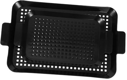 iplusmile 2 Pezzi piastra grill piatto da forno teglia da forno per tostapane vassoio di metallo piatti di pasta strumento per arrostire il tostapane porta cibo Acciaio inossidabile Nero