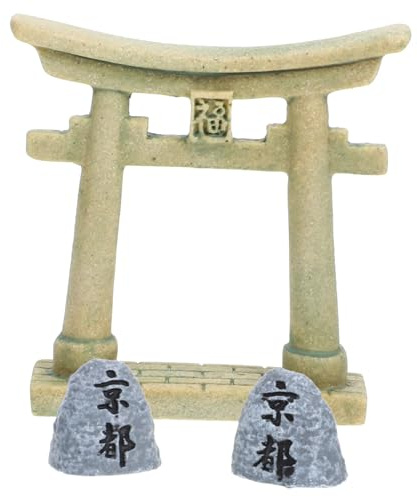 Gatuida Mini Cancello Torii in Resina Giapponese Decorazione per Acquario e Casa delle Bambole, Statuetta Miniatura Versatile per Interni Ed Esterni, Set da 2 Pezzi per Paesaggi Miniaturizzati
