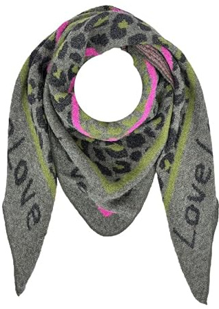 irisaa Schal Damen dreieck, weich Strickschal mit Herz LOVE Muster, dreieckstuch Winter Halstuch für Frauen Mädchen, Lang Kuschelig 180 * 50cm, Schal Farben 2020:Olivegrün Grün