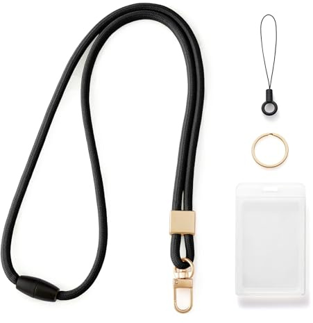 CHUQING Schlüsselband zum Umhängen Ausweishalter mit Band Schwarz | 49cm Polyester-Lanyard mit Sicherheitsverschluss und Ausweishalter, für Ausweise und Schlüssel im Büro oder auf Reisen