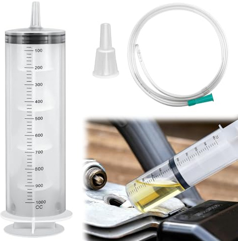 Ölabsaugpumpe 1000ml Große Spritze mit Schlauch, Ölpumpe Handpumpe Ölabsaugspritze Ölspritze Getriebe, für Bremsflüssigkeit, Getriebeöle, Kühlmittel, Ölabsauger Umfüllpumpe