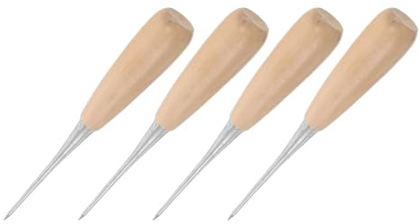 SHERCHPRY 4 Pezzi Punteruolo per Lavori Artigianali in Pelle 4 Pezzi Manico in Legno a Forma di Zucca, Strumento di Punzonatura Rotondo per Cucito, Creazione Gioielli e Rilegatura Libri,