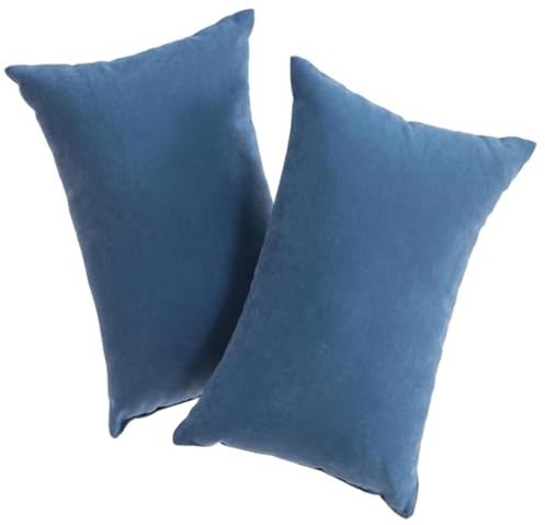SMELEYOU Confezione da 2 mini cuscini in morbida microfibra, piccolo cuscino da viaggio per dormire, pisolino, animali domestici, cuscini compatti lavabili in lavatrice (blu)