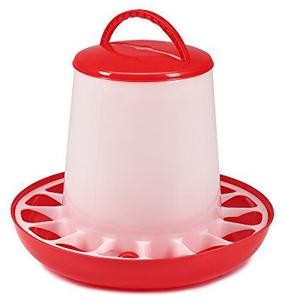 Mucola Geflügel Futterautomat Futterspender 3kg Kunststoff – Hühner Futtereimer Futtertrog | Automatische Fütterung für Geflügel Hühner Enten, standfest wetterfest, Federvieh Zubehör