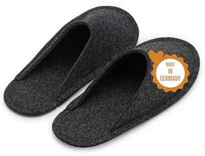 Pantoffelmann Pantofole per Ospiti in Feltro di Lana | Grigio | Taglie 36–47 | Pantofole Traspiranti e comode con Suola in Feltro | Ergonomiche e Antiscivolo