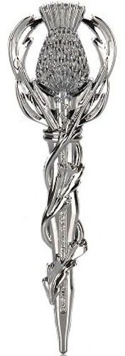 Kilts Wi Hae Stunning Traditional Scottish Celtic Thistle Kilt Pin - Polished Chrome