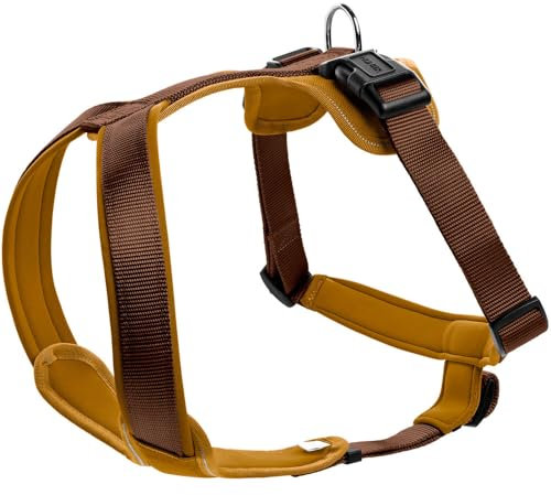 HUNTER Hundegeschirr NEOPREN, Farbe: braun/caramel, strapazierfähiges Nylon, mit weichem Neopren gepolstert, reflektierendes 3M Scotchlite Reflective Material, pflegeleicht, komfortabel, Größe: M/2