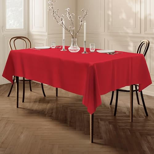 Home Direct Qualitäts Tischdecke Textil Eckig 140 x 240 cm, Farbe wählbar Rot