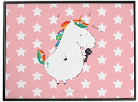 Mr. & Mrs. Panda Tischunterlage Einhorn Sänger - Geschenk, schreibtischunterlagen, Schreibunterlage, tischpad, Unicorn, Party, Konfetti, Fest, Schreibtischauflage, Schreibtisch Unterlagen, Einhörner