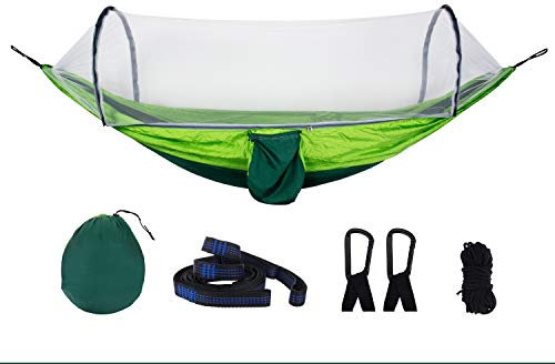 Camping Hängematte Moskitonetz - 300kg Last Kapazität Atmungsaktiv Schnell Trocknend Fallschirm Nylon, 2 Personen Hammock für Outdoor, Wandern, D