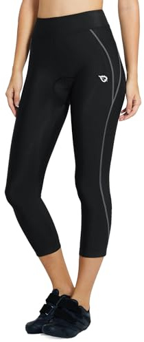 Baleaf Cykelbyxor, dam, vadderade, 3/4, cykelbyxor, cykelbyxor, korta, vadderade leggings, UPF 50, cykelkläder, sommar, 1-svart-grå, M