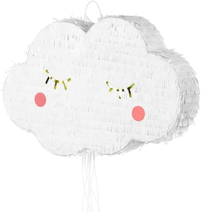 Piñata 32x50x9cm Wolke - Party Dekoration zum Befüllen - Partyspiele für Kindergeburtstag Geburtstag Babyparty Hochzeit Party - Geburtstagsdeko Partydeko & Partyzubehör - Weiß