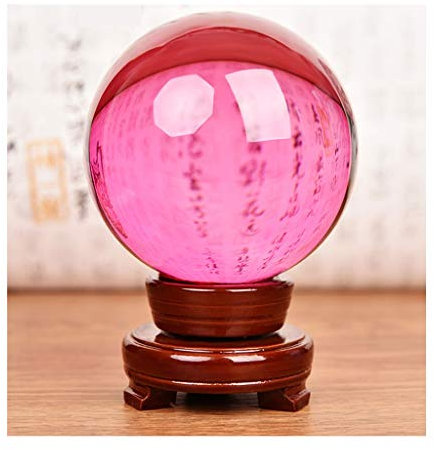 caihuashopping Fotokugel Crystal Ball Transparente Glaskugel mit Feng Shui Bracket-Basis Kugelrolle Glück Feng Shui Wahrsagerei Kugel Glaskugel Fotografie (Color : Pink, Size : 10CM)