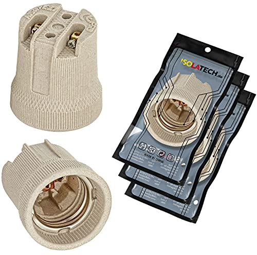 ISOLATECH 3pcs Douille E27 En Céramique Max.250V/4A Pour LED | Pour Lampes Éco Et Ampoules, Cuisine, Salle De Bains, Support Encastré, Résistante À La Chaleur
