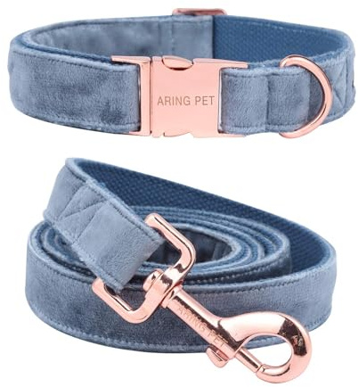 ARING PET Hundehalsband und Leine Set, Samt Hundehalsband und Leine, Verstellbares Halsband für Kleine Hunde Mittlere Hunde Große Hunde