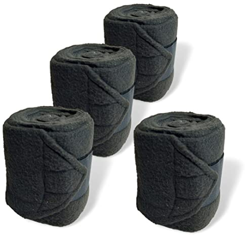 Pferdelinis Bandagen fürs Pferd aus Fleece mit Klettverschluss - Fleecebandagen Pferd im 4er Set mit praktischer Aufbewahrungstasche (Mini Shetland Pony (Mini Shetty), Schwarz)