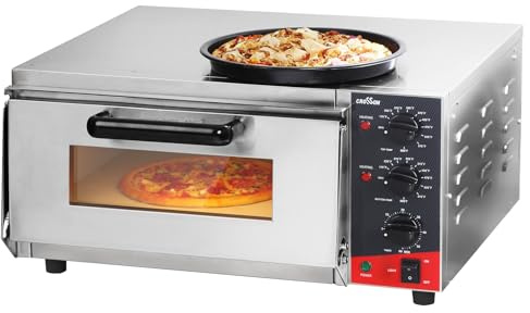 CROSSON ETL listed Commercial 16 inch Countertop Electric Pizza Oven with pizza stone, Multipurpose Indoor Pizza oven for Restaurant use,120V/1800W