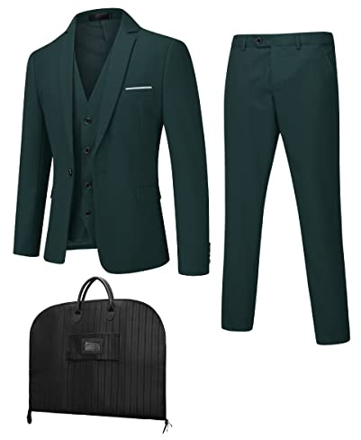 Cloudstyle Anzug Herren Anzüge 4 Teilig Staubbeutel Herrenanzug Business Sakko Hose Weste Anzugtasche Grün XXL