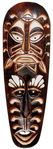 Wogeka - 50 cm Ethno Geist Wand-Maske - im Afrika Style aus Holz als Geschenk-Idee zur Dekoration Maske 98