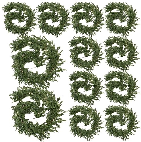 Crowye 12 Pcs 6ft Christmas Cedar Garland Artificial Pine Christmas Garland Realistic Winter Greenery Garland Green Pine Cypress Vines for Holiday Mantel Fireplace Table Centerpiece Xmas Decor
