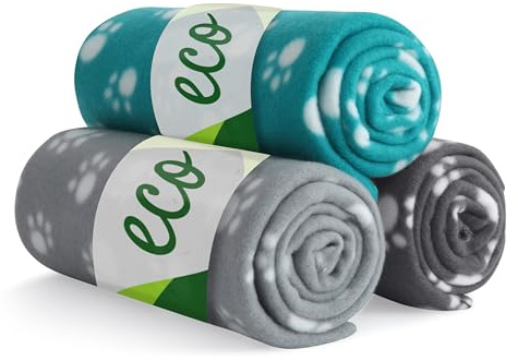 wometo Eco - Set di 3 coperte per animali, 100% riciclato, materiale Oeko-TEX, 70 x 100 cm