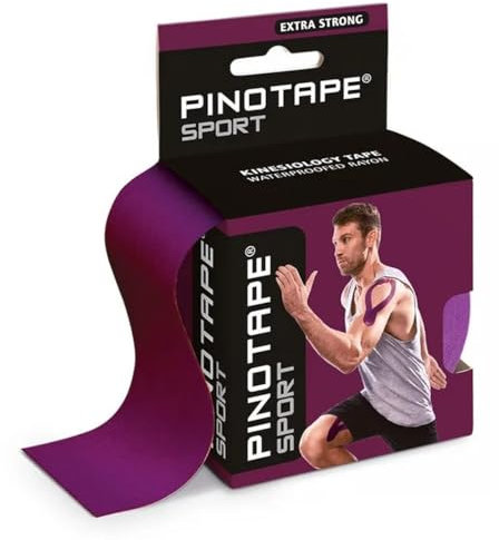 Pinotape Sport Kinesiologie Tape | 5 Meter x 5 cm | Wasserfestes Kinesiotape | Extra Stark | Hochwertiges, Elastisches Therapieband für Sport und Therapie | Aubergine (1)