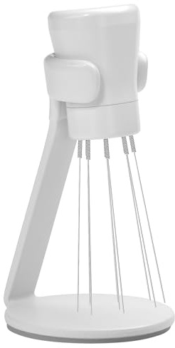 Normcore WDT Tool V2.1 with Stand - 0.23mm 9 Prong Espresso Distribution Too, Weiss Distribution Technique, Magnetic Coffee Stirrer with 16 Extra Needles, Non-Stick Coating White